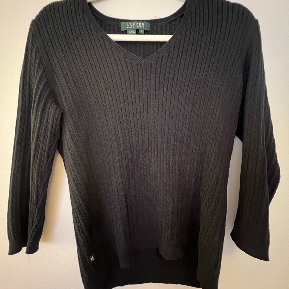 Ralph Lauren Women's Black V-Neck Sweater
